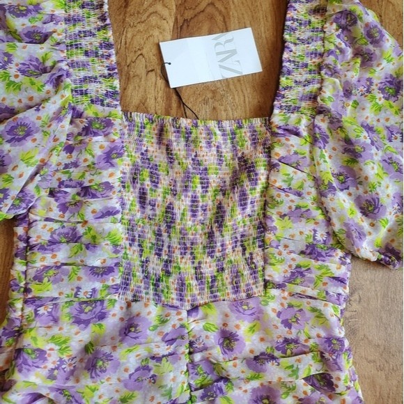 NWT Zara Purple Floral Mini dress - Picture 8 of 16